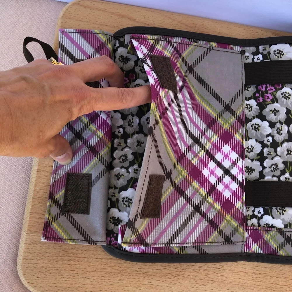 Thirty One Nylon Brown Pink Floral Foldable Organizer‎ Cottagecore Chic